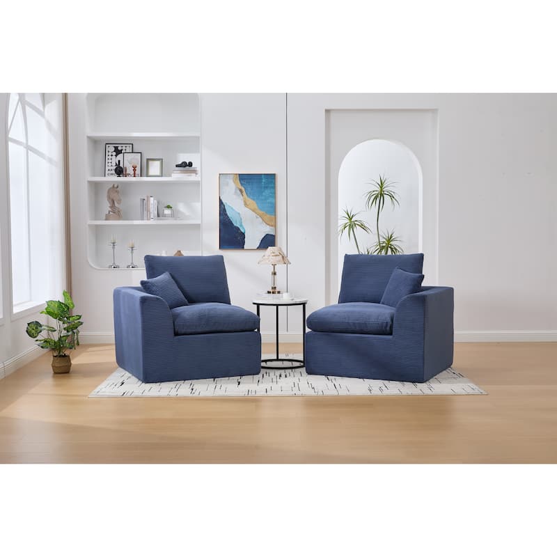 Modern 2-Seater Corduroy Cloud Sofa Modular 2-Piece Sectional Sofa with Removable Covers, for Living Room, Bedroom & Dorm