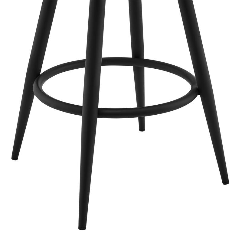 Gabriele Gray Faux Leather and Metal Swivel Bar Height Barstool with Arms