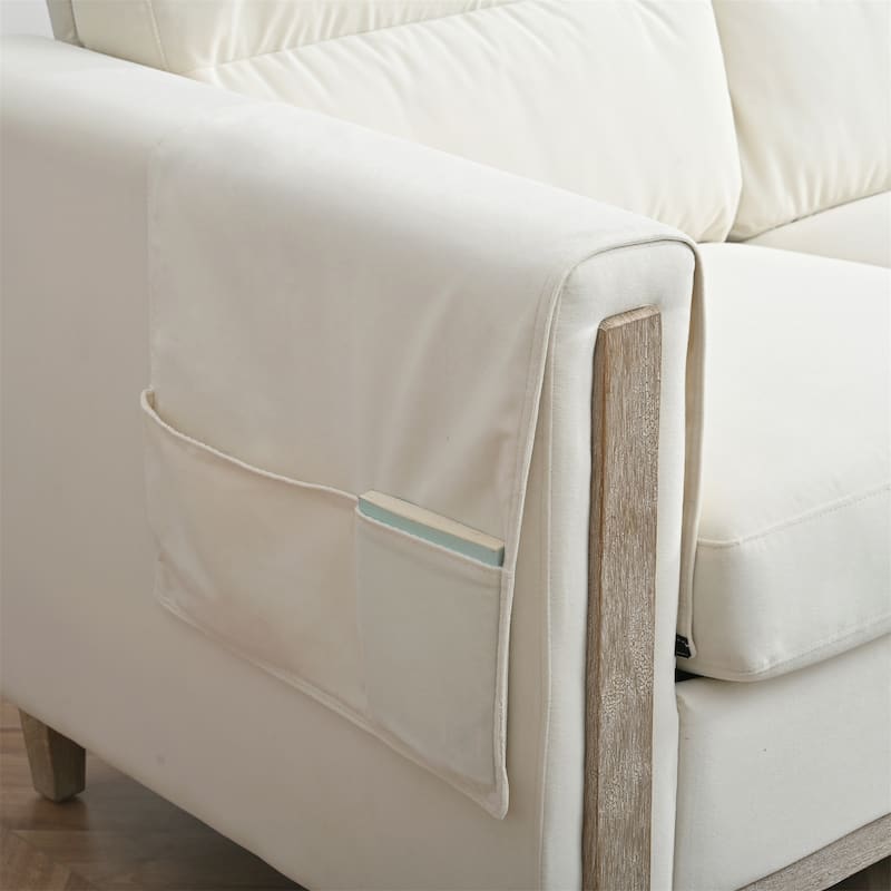 Comfortable Solid Wood Three-Seater Sofa