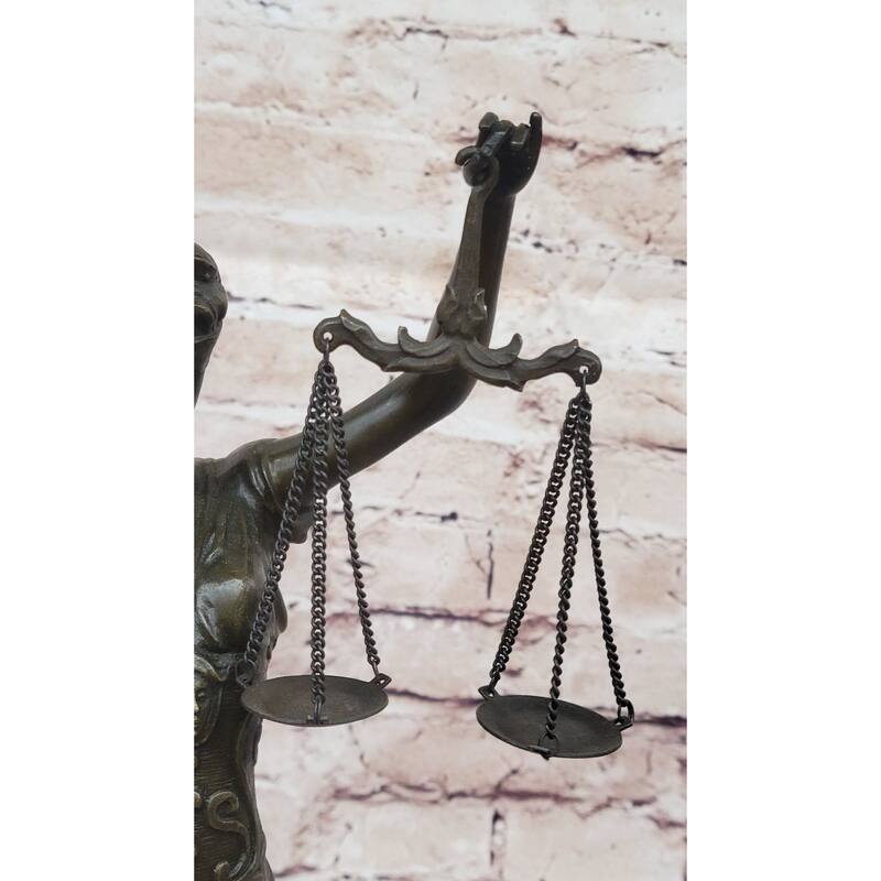 Bronze Blind Lady Of Justice Scales Law Lawyer Attorney Office Statue Sculpture