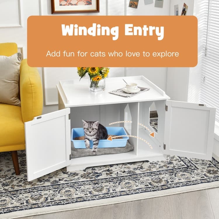 Multifunctional Cat House with Double Doors and Extra Countertop Space