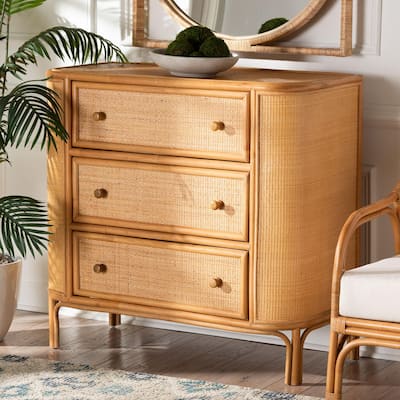 Radenza Bohemian Light Honey Rattan 3-Drawer Storage Cabinet
