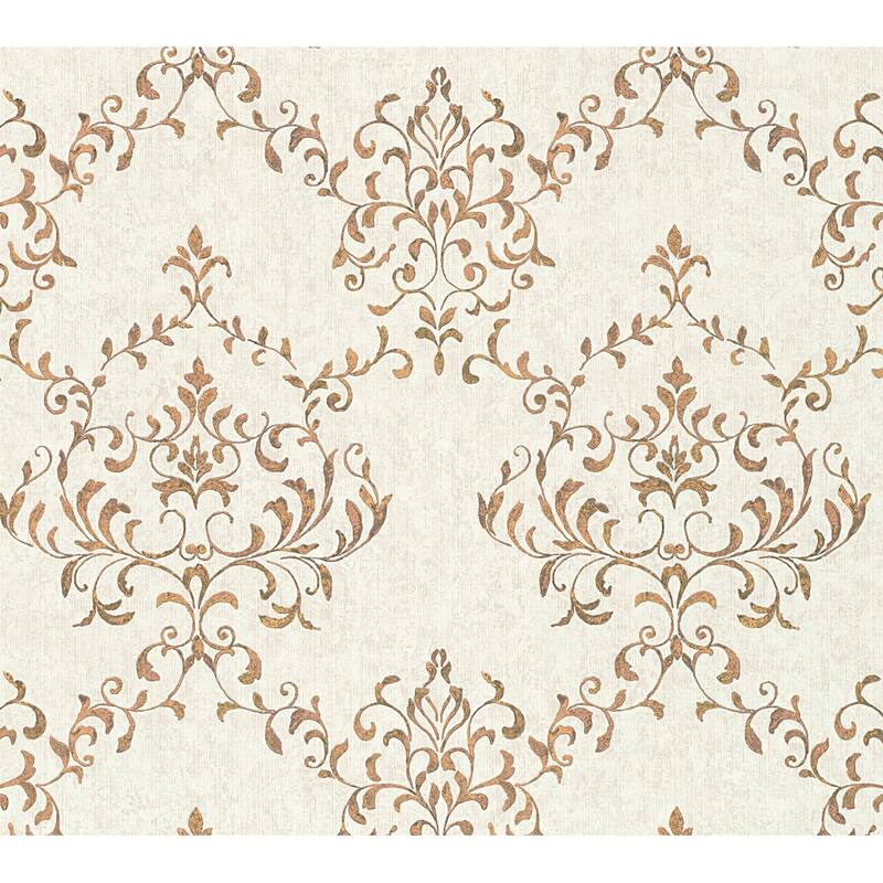 Galerie Wallcoverings Neapolis 3 Floral Lattice Damask Design Vinyl on Paper Embossed Wallpaper Roll - 33 feet x 21 inches - Gold