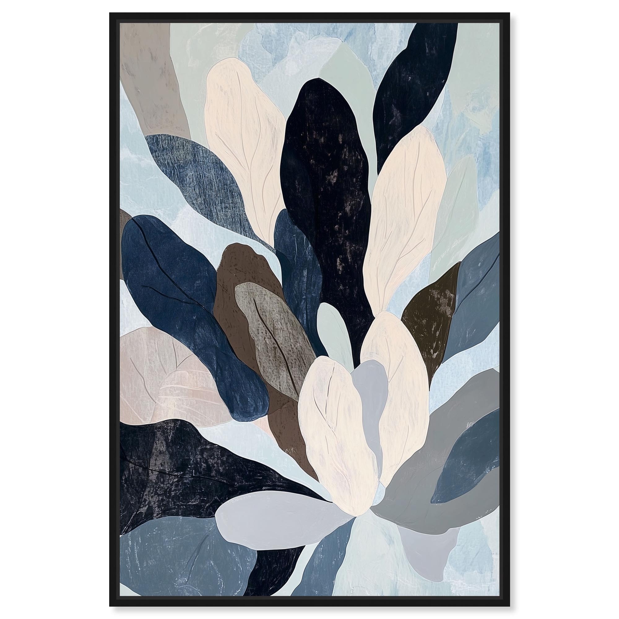 Overlapping of Leaf IV Blue Wall Decor Canvas Print by Art Remedy