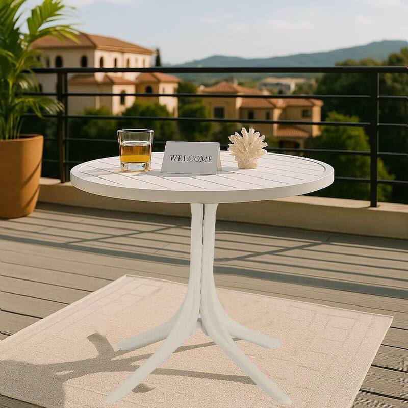 Modern Round Plastic Table - 36 Inch Indoor/Outdoor Dining Table & Coffee Table