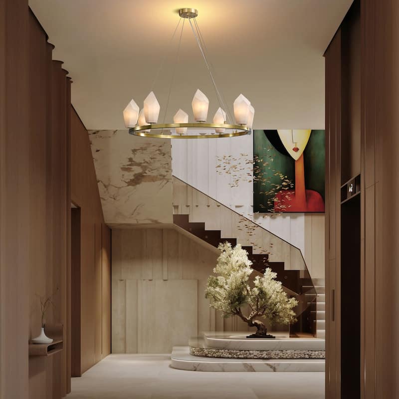 KAYLA Alabaster Chandelier/Sconce Kitchen Island Brass Hanging Lamp Mid Century Nordic Modern Chandelier