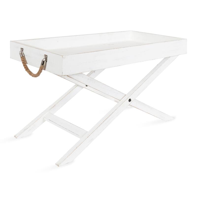 Kate and Laurel Bayville Wooden Tray Coffee Table - 32x16x18 - 32x16x18 - White - MDF