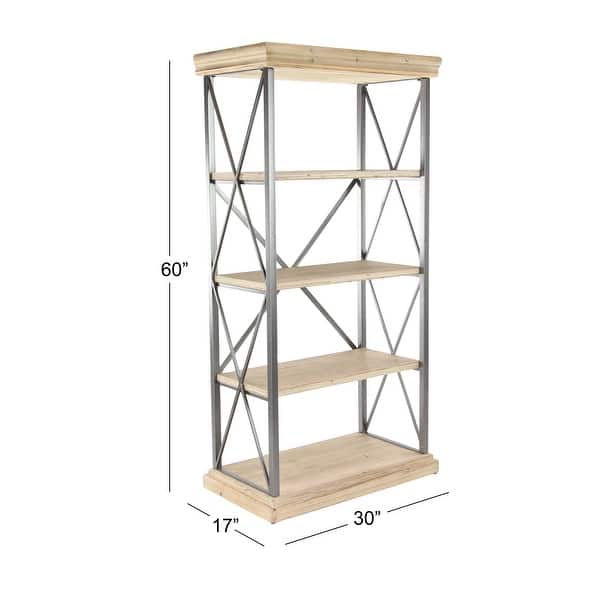 dimension image slide 2 of 5, Brown Wood 3 Shelves Shelving Unit - 48 x 17 x 34