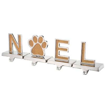 5" Gold Sparkle NOEL Stocking Holders, 4-Pieces - 5 inches