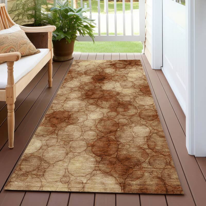Machine Washable Indoor/ Outdoor Modern Aby Chantille Rug - Paprika - 2'3" x 7'6"