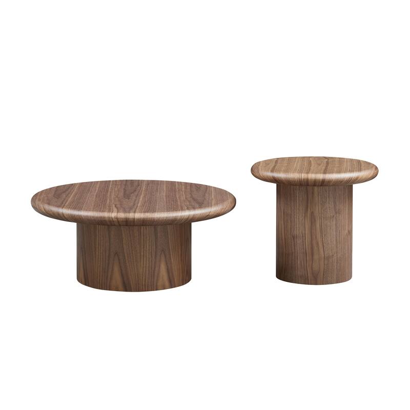 2-Piece Modern Round Coffee Table Set