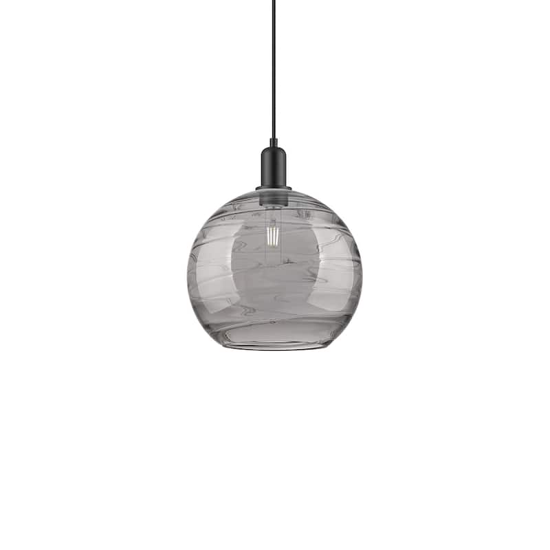 Innovations Lighting 716-1P-15-12 Athens Deco Swirl Pendant Athens - Matte Black / Light Smoke Deco Swirl