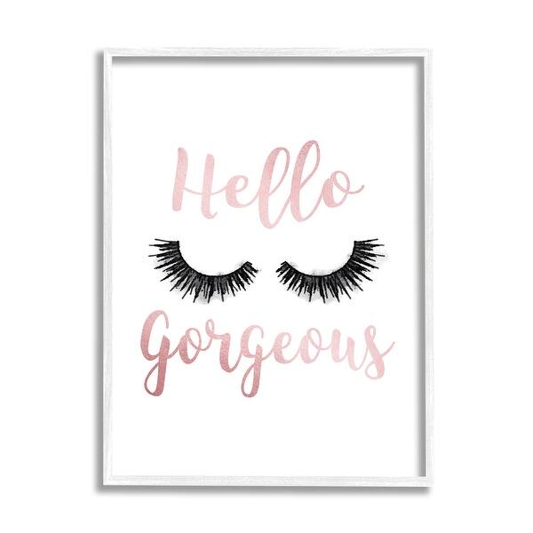 Hello Black Eyelashes Typography Framed Wall Art Bed Bath