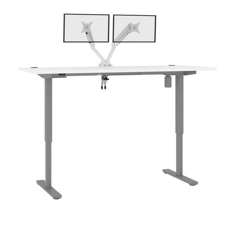 Upstand 72W x 30D Standing Desk with Dual Monitor Arm by Bestar.