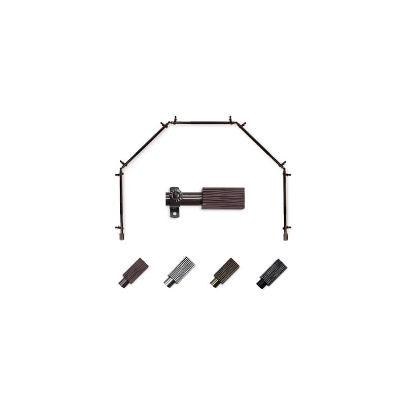 Bay Window Curtain Rod - 5 Sided Corner Rods - Cocoa Finish - Single Rod for Draperies - M