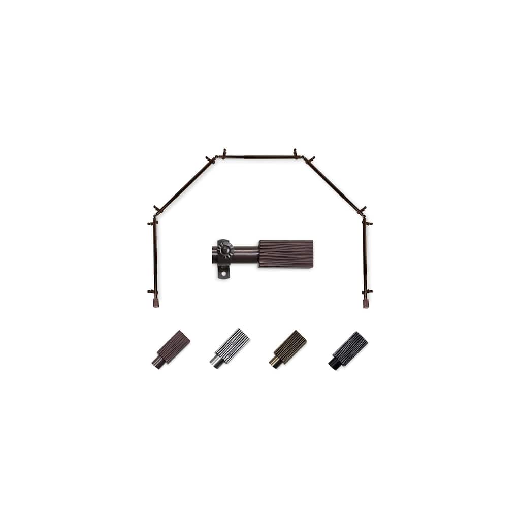 Bay Window Curtain Rod - 5 Sided Corner Rods - Cocoa Finish - Single Rod for Draperies - M