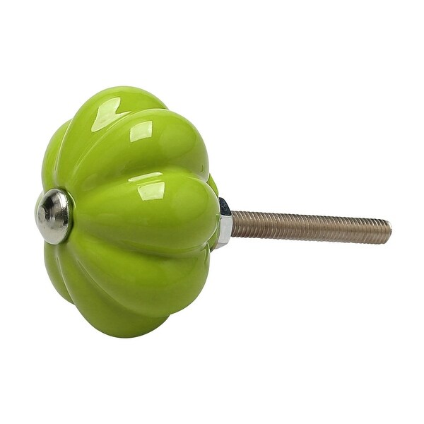 Ceramic Knobs Drawer Pumpkin Shape Pull Handle Furniture Door Cabinet Cupboard Wardrobe Dresser Replacement Green - 1pcs