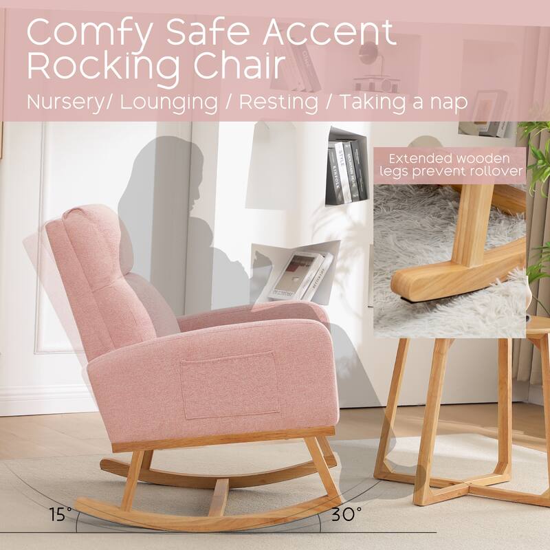 HOMYKA 28" Wide Rocking Chair for Nursery with Solid Wood Leg