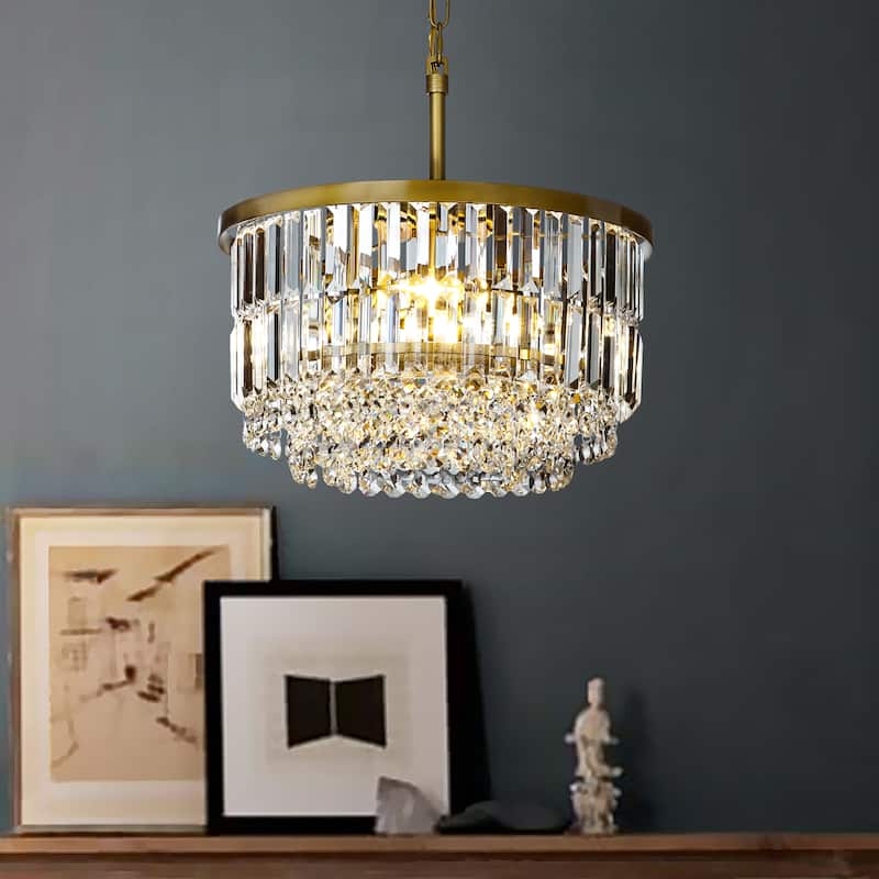 Modern Glam Gold Round Crystal Chandelier