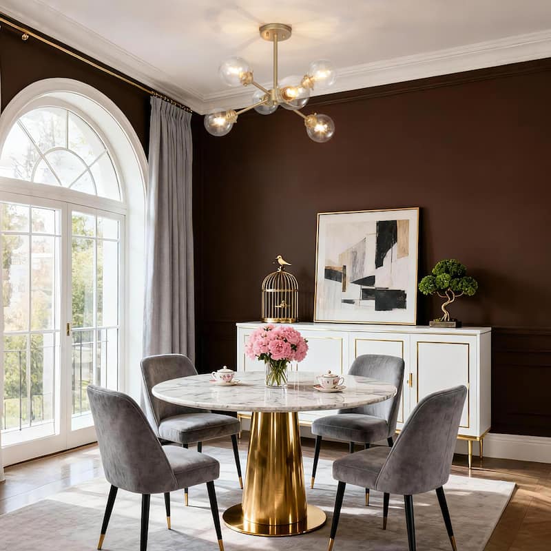 Bela Modern Gold 6-Light Semi-Flush Mount Sputnik Ceiling Lights