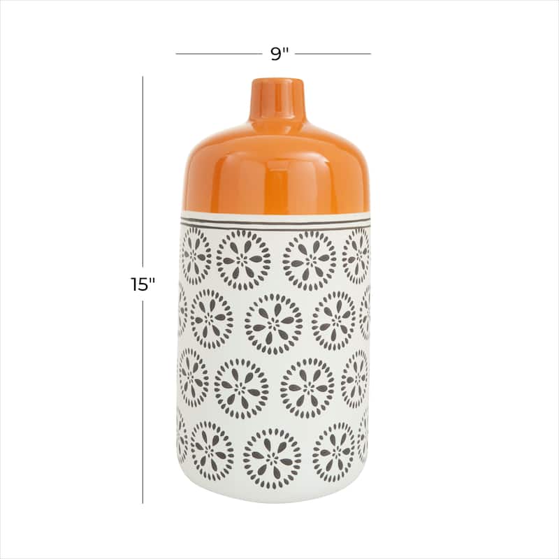 White Ceramic Floral Vase with Orange Tops