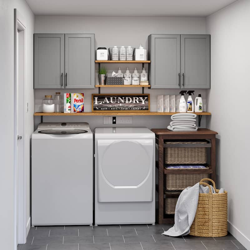 Shaker Style Wall Storage Cabinet with 2 Doors and Shelf Set of 2