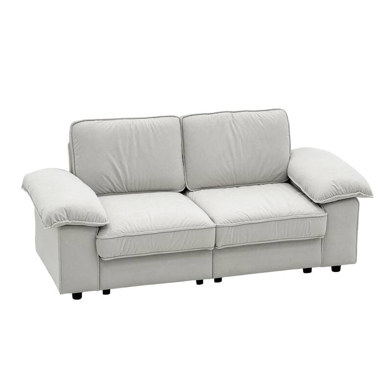 79" Loveseat Sofa Couch with Under-Seat Storage, Elegant 2-Seater Settee with Pillow Top Armrests for Living Room