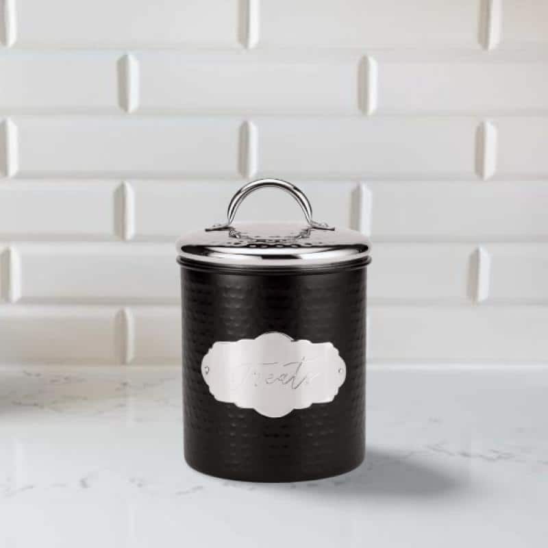 Amici Pet Cavalier Small Metal Canister Treats Jar - 40 Ounces