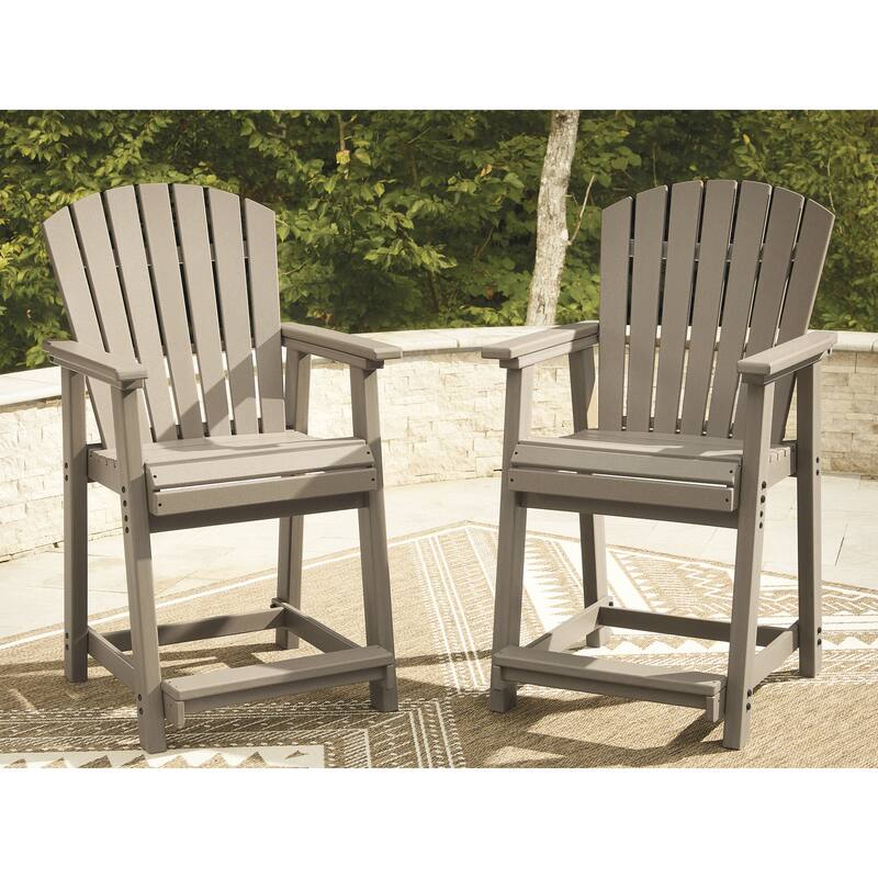 Signature Design by Ashley Ross Cove Outdoor Counter Height Bar Stool (Set of 2) - 26" W x 30" D x 47" H - Brown
