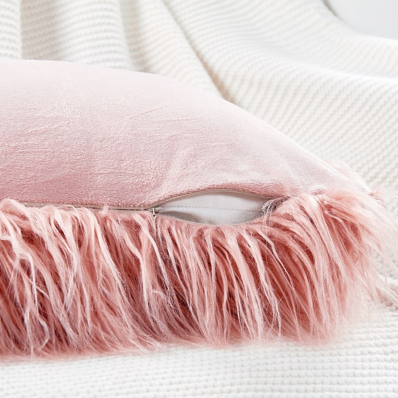 Karenne FauxFur Throw Pillow Covers (Set of 2), NO INSERT