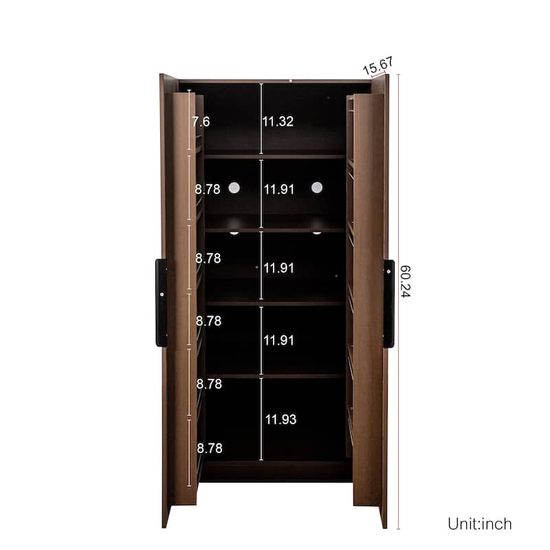 62.99in Kitchen Pantry Cabinet,Walnut Freestanding Buffet Cupboards Sideboard with Doors & Shelves,Kitchen Pantry Cabinet