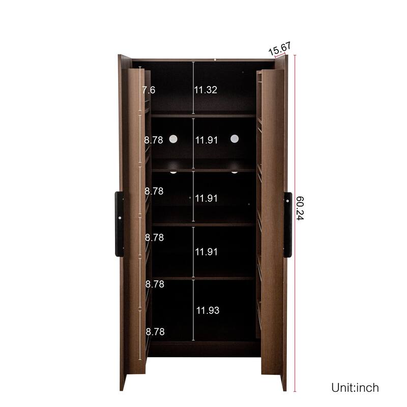 Kitchen Pantry Cabinet, 62.99" Walnut Freestanding Buffet Sideboard with Doors & Shelves, Wood Storage Cabinet for Dining Room