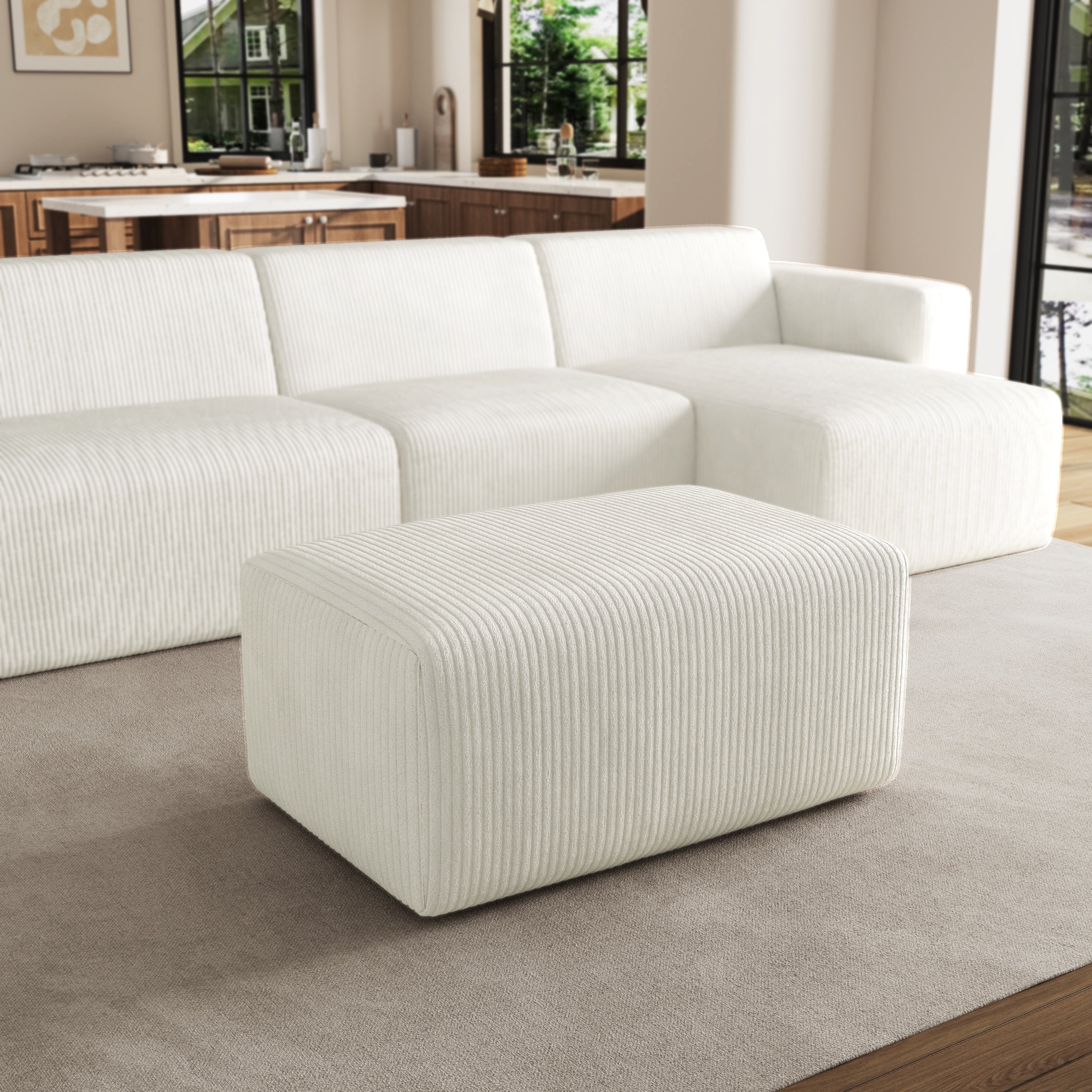 35" Corduroy Rectangular Ottoman