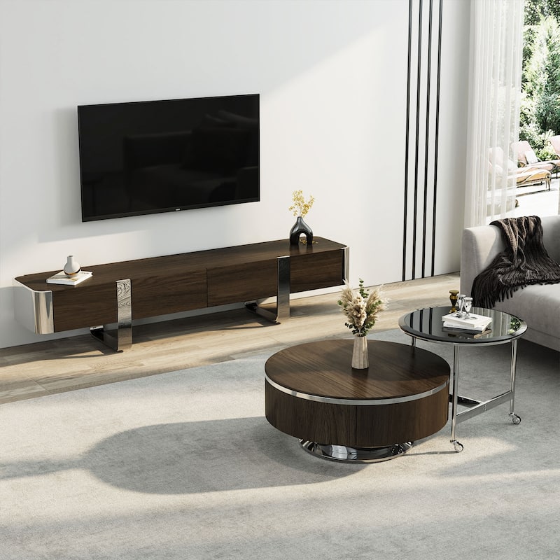 79 inch Wood TV Stand Partial Assembly Entertainment Center Modern Media Console with Drawers and Storage Cabinets
