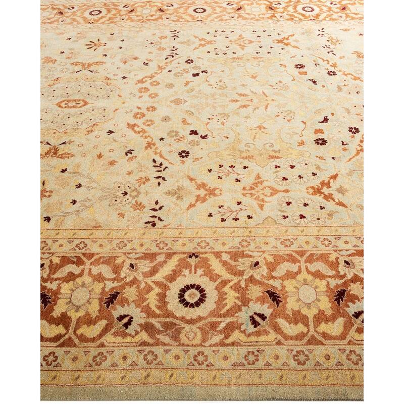 Overton Hand Knotted Wool Vintage Inspired Traditional Ottoman Beige Area Rug - 8' 1" x 10' 4"