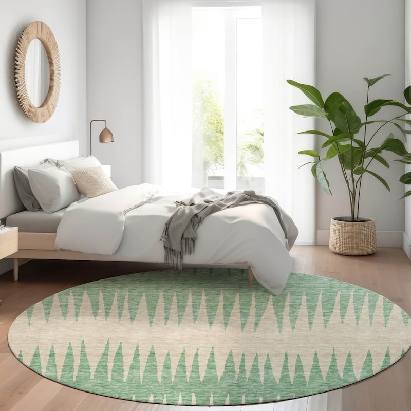 Premium Washable Super Soft Modern Spikes Mayfield Rug - Sage - 8' x 8'