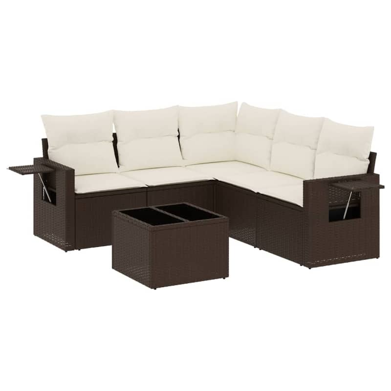 vidaXL Patio Sofa Set with Cushions Outdoor Conversation Furniture Poly Rattan