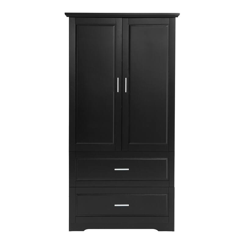 Tall Bathroom Cabinet Storage Cabinet with 2 Doors, 2 Drawers, 3 Open Shelves and Ajustable Shelves for Kitchen Entrance Bedroom
