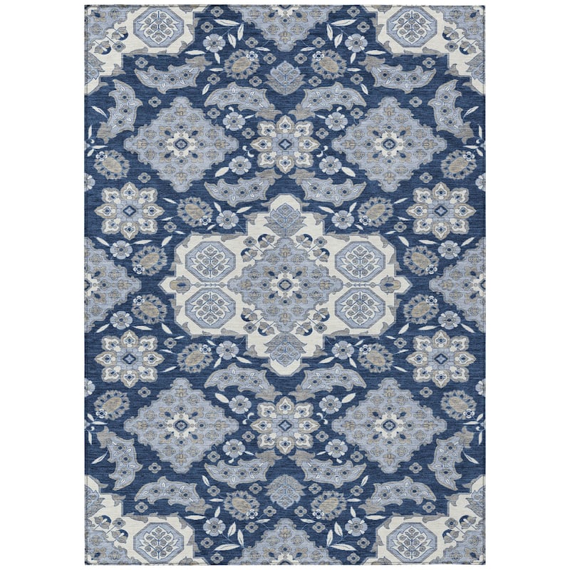 HomeRoots Medallion Traditional Rectangle Outdoor Rug