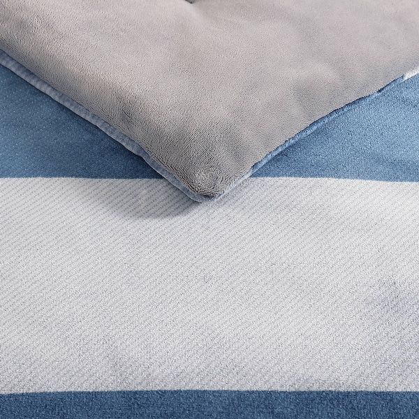 Nautica Linden Fleece Navy Reversible Comforter Set - On Sale