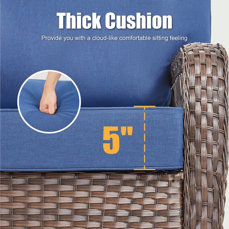 Pocassy Outdoor Fire Pit Table with Swivel Chair Sofa Ottoman Funiture Set.