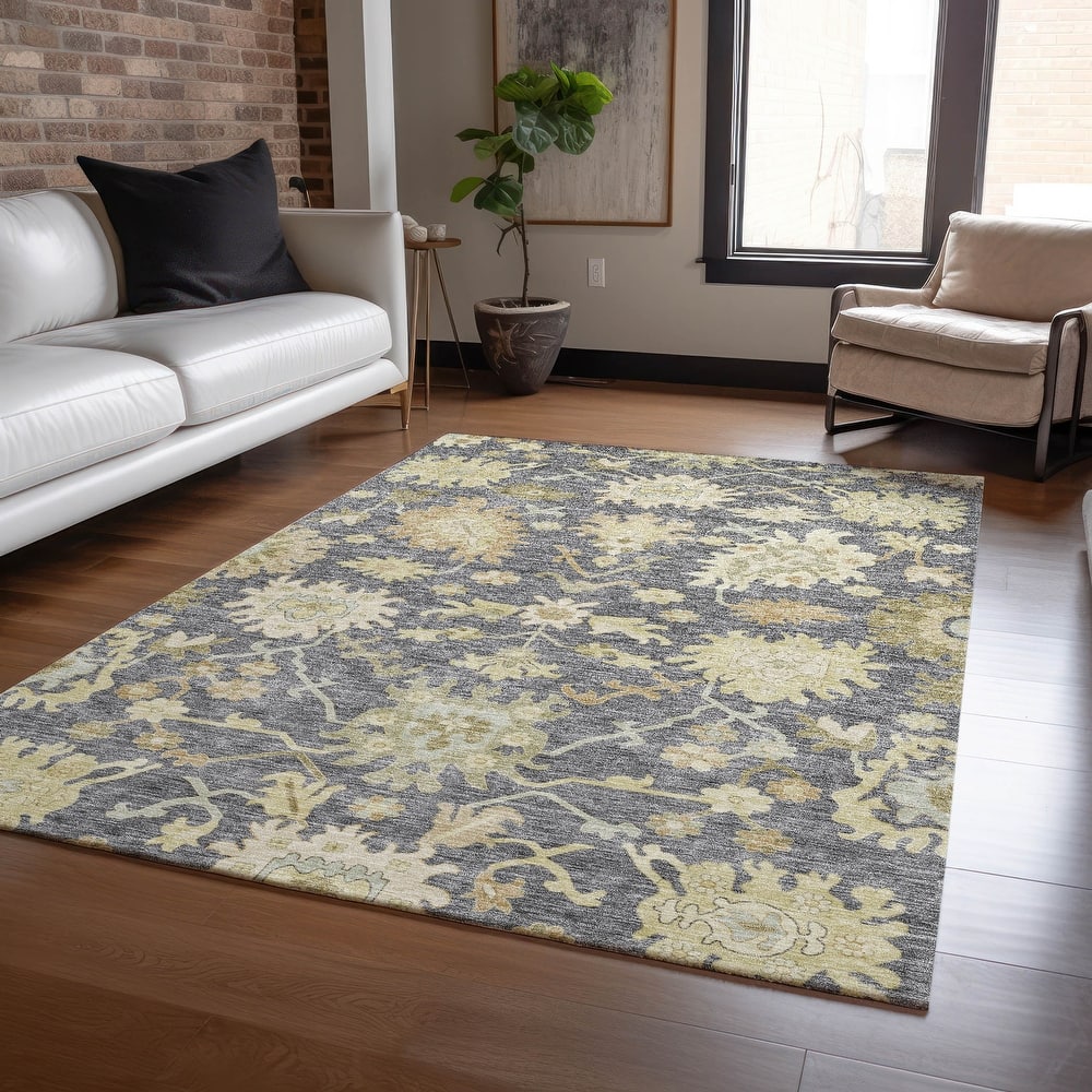 Machine Washable Indoor/ Outdoor Traditional Casual Chantille Rug