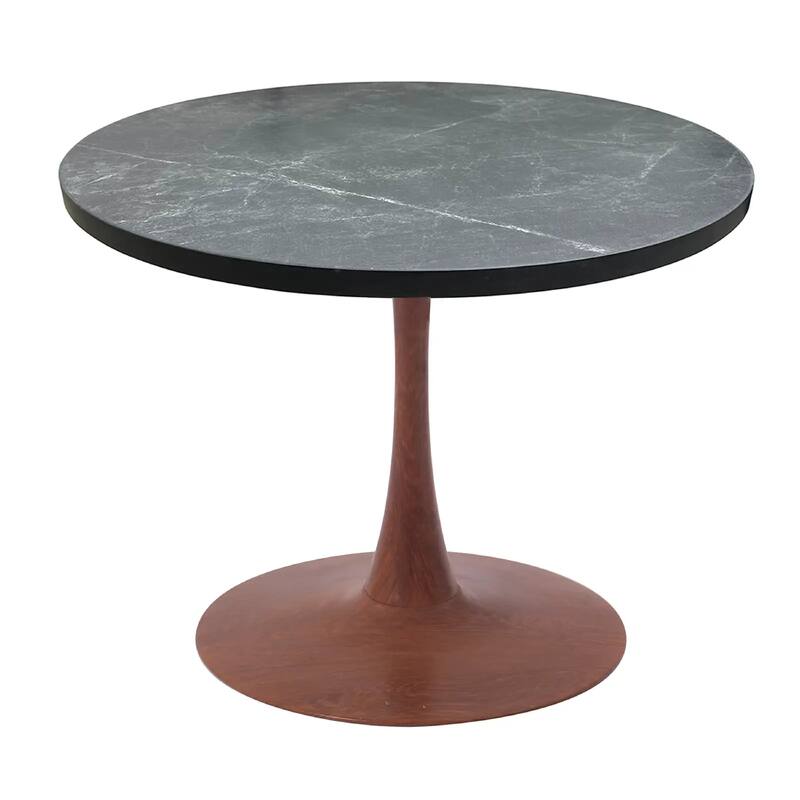 Bristol Round Dining Table 36 in. Wide MDF Tabletop in Cherry Steel Pedestal Base for Modern Kitchen and Dining Room