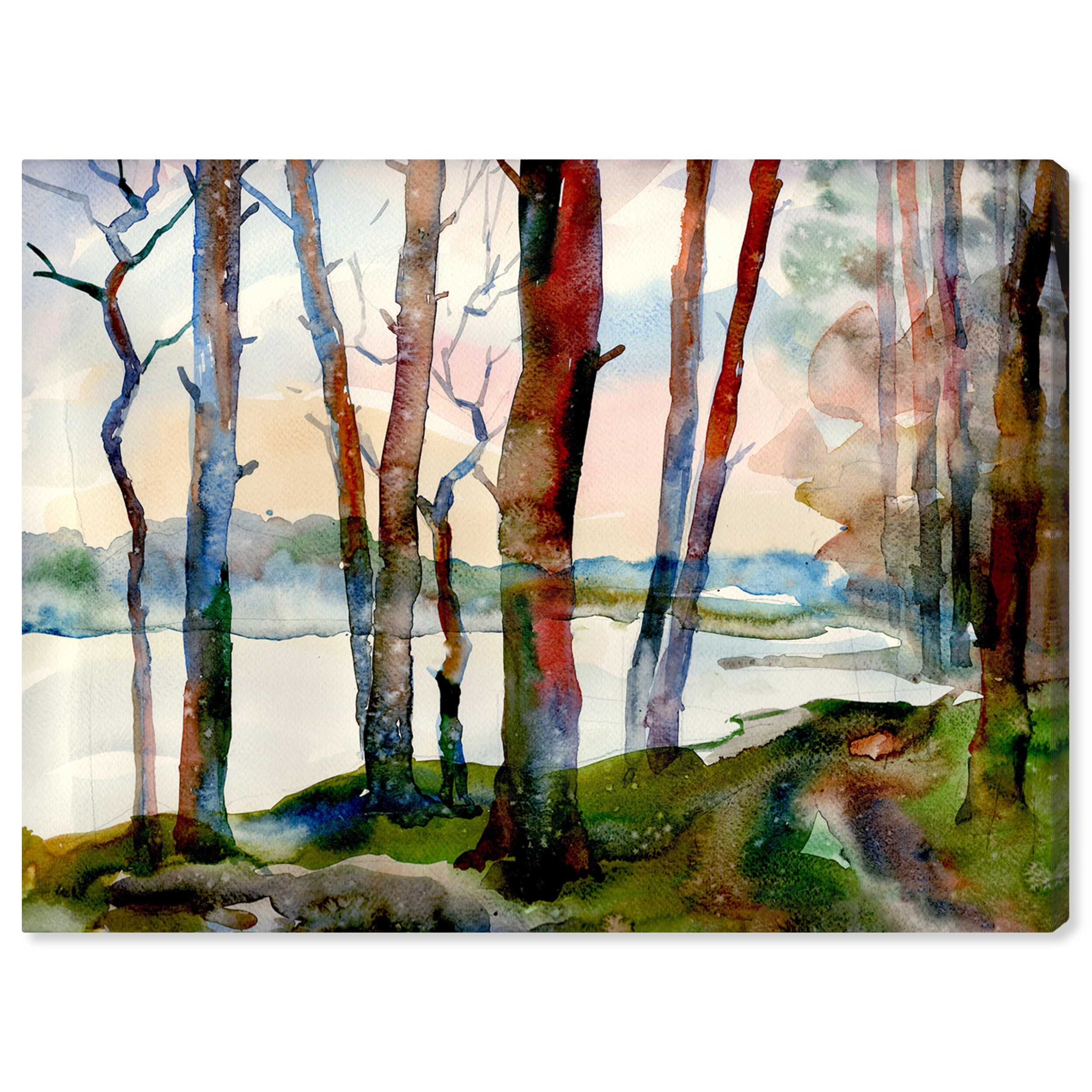 Rustic Landscape Painting Landscape Art Print Rustic Landscape Canvas Print Landscape Watercolor Rural Landscape In The Foggy November 3 Painting Art & Collectibles Sibawor.id