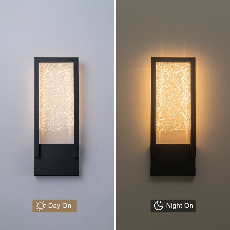 Black Metal Rectangular Water Pattern LED Dimmable Wall Sconce