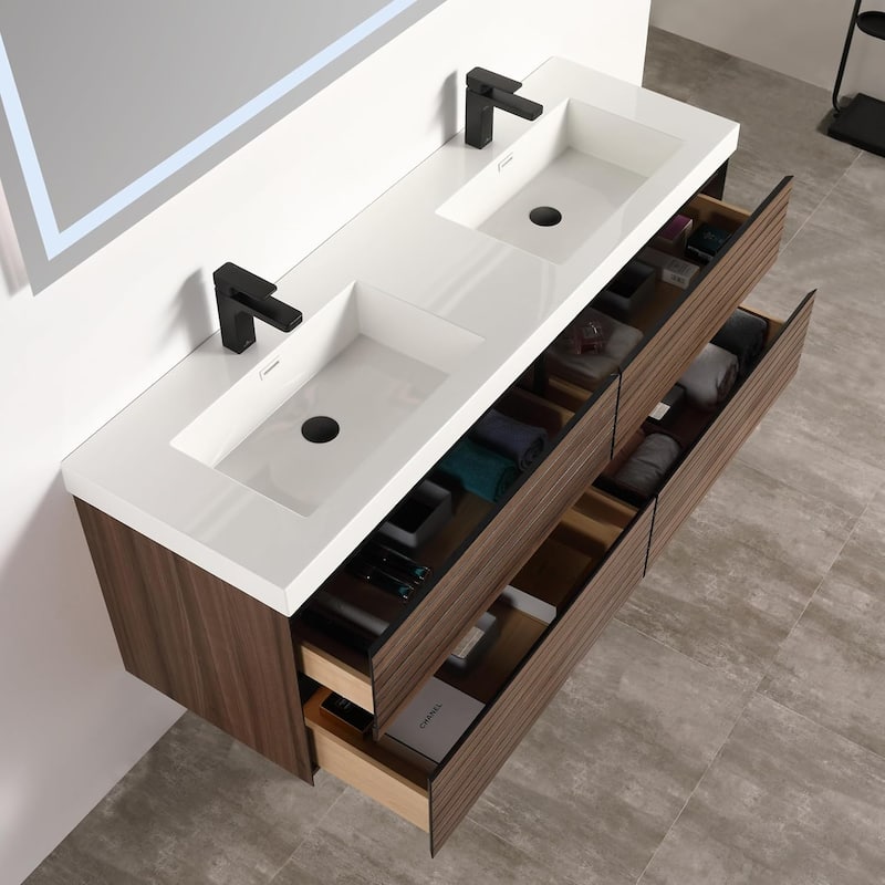 Blossom Annecy 60-Inch Floating Bathroom Vanity with Acrylic Sink