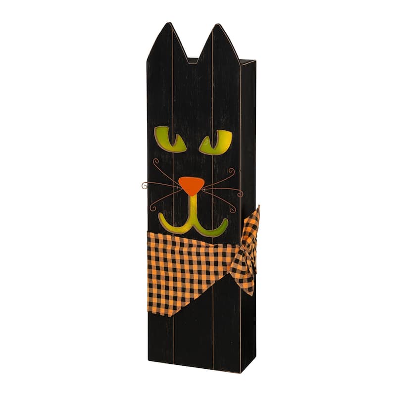 Glitzhome 30"H LED Lighted Halloween Pumkin Wooden Porch Decor with Timer