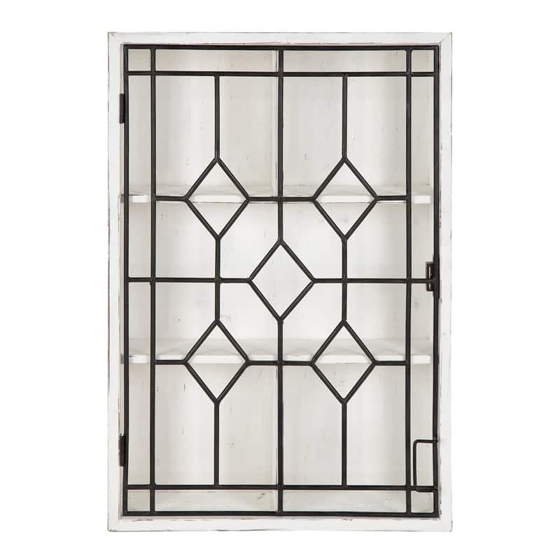 Decorative Wooden Wall Hanging Curio Cabinet - 6"D x 15.68"W x 23.68"H
