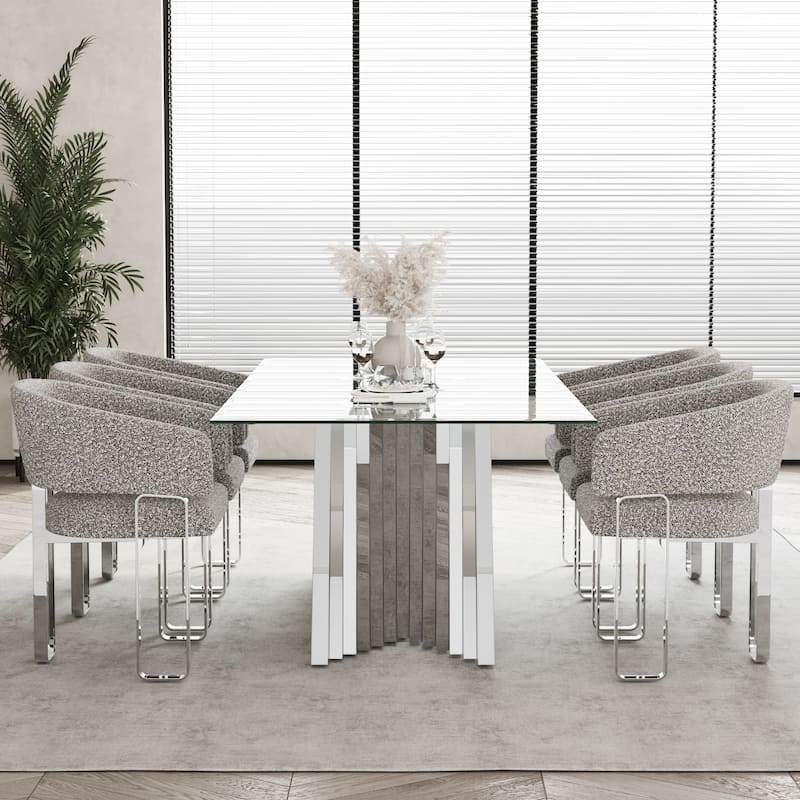 78 inch and 94 inch Glass Dinner Table Falcone Kitchen and Dining Table