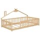 preview thumbnail 10 of 9, Natural Twin Size Pine Wood House-Shaped Bed with Guardrails, No Door